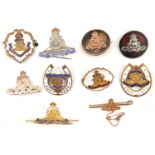 10 various R Artillery sweetheart badges, including .375 gold on tortoiseshell roundel, HM silver