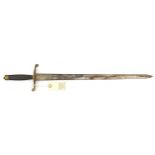 A plain naval type large dirk, or small sidearm, DE blade 18”, brass mounted hilt with flattened S