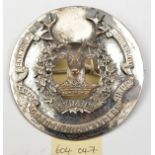 An officer’s silver plated plaid brooch of The Gordon Highlanders, name “Owen” scratched on back. GC