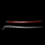 A Sumatran short sword parang probably Palembang. 19th century, curved pattern welded SE blade 56cms