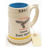 A Third Reich ½ litre Luftwaffe glazed pottery beer stein, embossed with Luftwaffe eagle and Iron