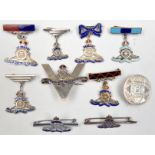 6 R Artillery pendant badge-on-bar lapel/tie pins, all but one marked “silver”; a Geo V florin,