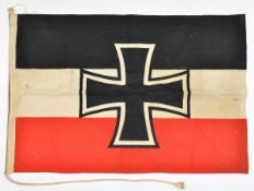 A Third Reich thick printed linen battle flag, with Iron Cross superimposed on the German colours,