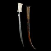 A good Battak sword piso gading. Sumatra 19th century, swollen SE blade 49cms, substantial fluted