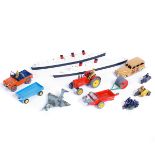 A quantity of Dinky Toys etc. Including; Massey Harris Tractor, farm trailer, wheel barrow, hand