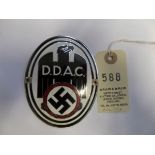 A Third Reich D.D.A.C. (Die Deutsche Automobil Club) chrome plated and enamelled oval plaque, 4” x