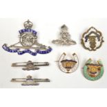 5 R Artillery sweetheart brooches: “Silver” cap size, enamelled scrolls, set with a few