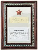 The autograph of Andrie Vyshinsky, Soviet Deputy Commissar for Foreign Affairs, together with a
