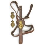 A Vic cavalry officer’s horse martingale, brown leather straps with buckles and brass universal
