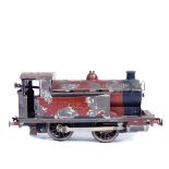 A Bing for Bassett-Lowke Gauge One clockwork Midland Railway 0-4-0T locomotive. In lined maroon