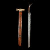 A North Sumatran sword luju alang. 19th century, broad straight pattern welded SE blade 54cms cut
