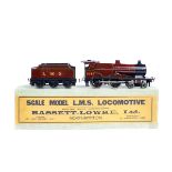 A Bassett-Lowke O Gauge electric LMS 4-4-0 tender locomotive (5302/0). An LMS Compound in lined