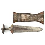 An African Kota tribal knife bolengwa. 20th century, broad DE blade 32cms cut with decorative