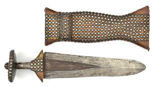 An African Kota tribal knife bolengwa. 20th century, broad DE blade 32cms cut with decorative