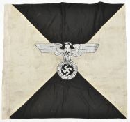 A double sided banner, heavily silver bullion embroidered with eagle and swastika on black and white