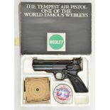 A .22” Webley Tempest air pistol, GWO & near VGC, in its polystyrene carton with instructions in the