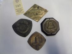4 Third Reich single sided metal plaques for the CMK (Club Munchener Kajakfahrer)