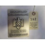 A Third Reich single sided rectangular WM D.R.L. plaque, with matt satin finish, embossed with the