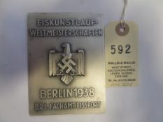 A Third Reich single sided rectangular WM D.R.L. plaque, with matt satin finish, embossed with the