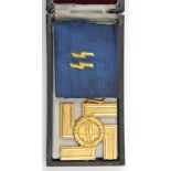 †A good Third Reich SS 25 year Long service award, in its original box with ribbon, the lid