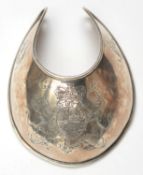 A Georgian Scottish infantry officer’s silver gorget, engraved with crowned pre 1801 Royal Arms,