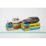 2 Corgi Toys Fiat 2100 (232). In pale pink with mauve roof, yellow interior, spun wheels and black
