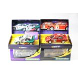 4 2000's issue Scalextric slot racing cars. 2 'Sport' series - Skoda Fabia WRC Works (C2486A) in