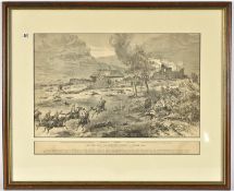 A black and white print “The Zulu War: the Entrenched Position at Rorke’s Drift”, from a sketch by