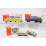 3 1970's Wiking Modelle HO scale trucks. A Magirus 235D articulated truck. Plus a Big Postal Truck