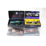 4 2000's issue Scalextric slot racing cars. A Spanish produced Scalextric 2002 Ferrari? Formula