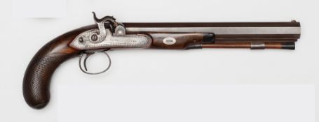 A 40 bore percussion duelling pistol by Joseph Manton, number 4468 (1807), converted by Manton