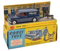 Corgi Toys B.M.C. Mini Police Van with Tracker Dog (448). Mini in dark blue with red interior,