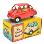 Corgi Toys Heinkel Economy Car (233). Example in red with yellow interior, smooth wheels with