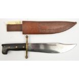 A Collins Legitimus bowie knife, blade 9½” (slightly shortened) with twin narrow back fullers,