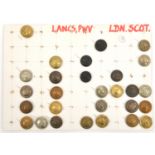 28 large buttons, including officer’s gilt Lincoln, Leinster, 7th City of London, London Scottish,