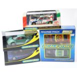 5 2000's issue Scalextric slot racing cars. A 'Promotional Item Not For Resale' Jaguar XJ220 in dark