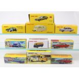 10 Atlas Dinky Toys Reissue French series - Fourgon Tole Peugeot (25B). Citroen SM (39F/24O).