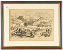 A black and white print “The Kaffir War: driving the Kaffirs out of the Iron Mount and