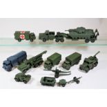 13 Dinky Military including a few well restored examples. Antar Tank Transporter and Centurion Tank.
