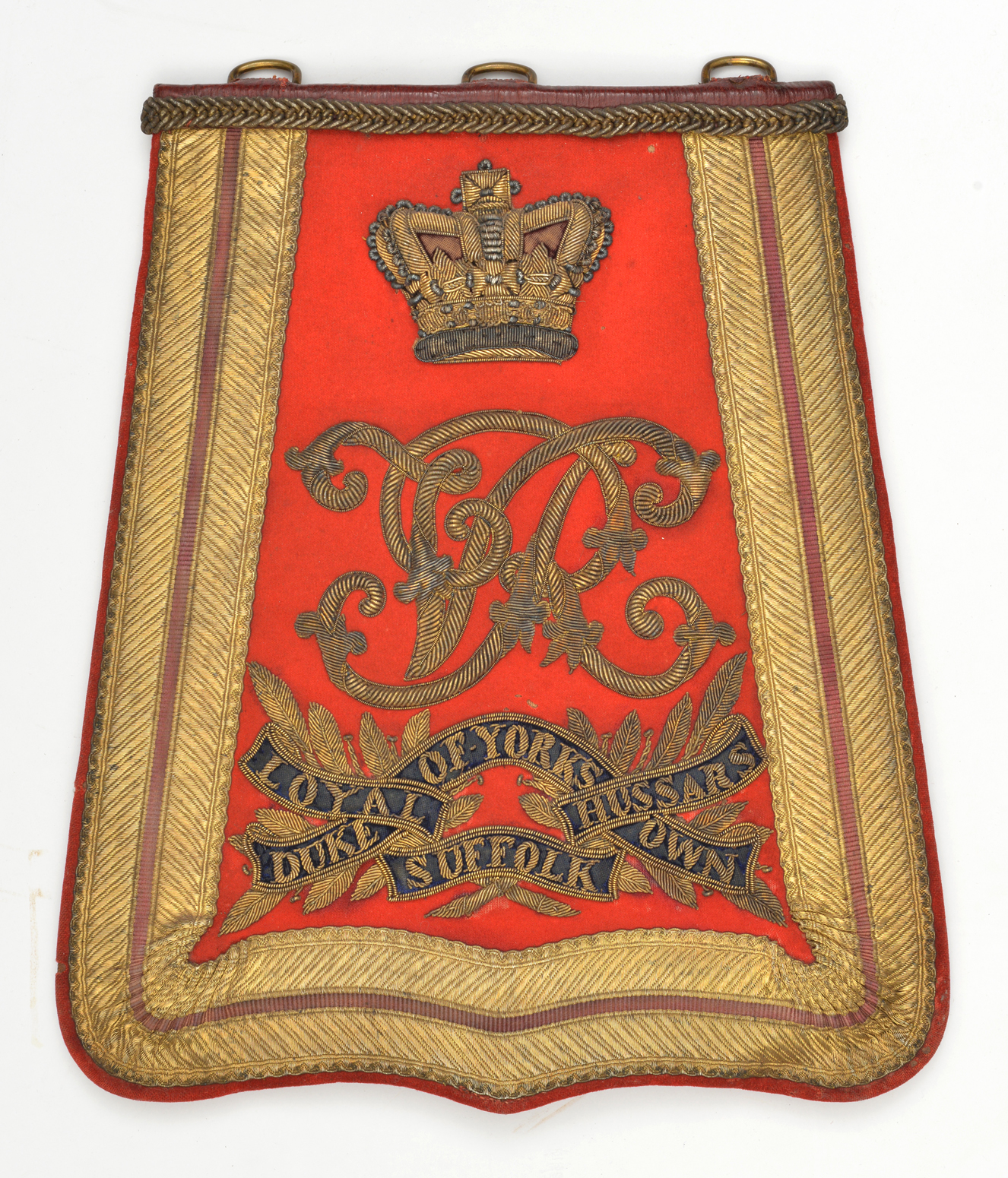 A Victorian officer’s full dress embroidered sabretache of the Duke of York’s Own Loyal Suffolk