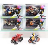 6 2000's issue Scalextric slot racing motorcycles. 4x MotoGP series - Alex Barros REPSOL Honda (