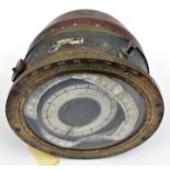 A heavy WWII German Naval compass believed to be from a U boat, of copper and brass construction