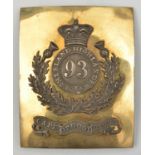 A Victorian officer’s rectangular gilt and silver plated shoulder belt plate of The 93rd