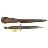 A 3rd pattern FS fighting knife, 6-5/8” DE blade, crosspiece marked “B2” and broad arrow, in its