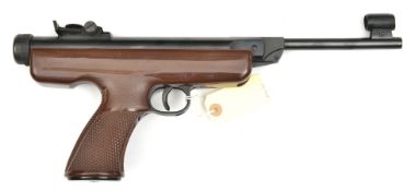 A .177” German Diana Mod 5 break action air pistol, with one piece brown plastic butt and