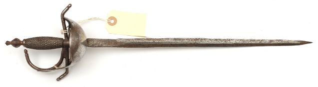 A miniature rapier, of simple construction, in early 15th century style, 16” overall. GC