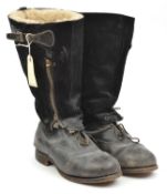A pair of RAF 1943 pattern black “escape” boots, sheepskin lined zipped upper section which is