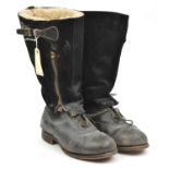 A pair of RAF 1943 pattern black “escape” boots, sheepskin lined zipped upper section which is