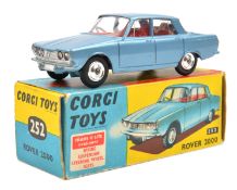 Corgi Toys Rover 2000 (252). In light metallic blue with red interior, spun wheels with black rubber