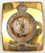 A post-1902 officer’s rectangular gilt shoulder belt plate of The Royal Scots Fusiliers, burnished
